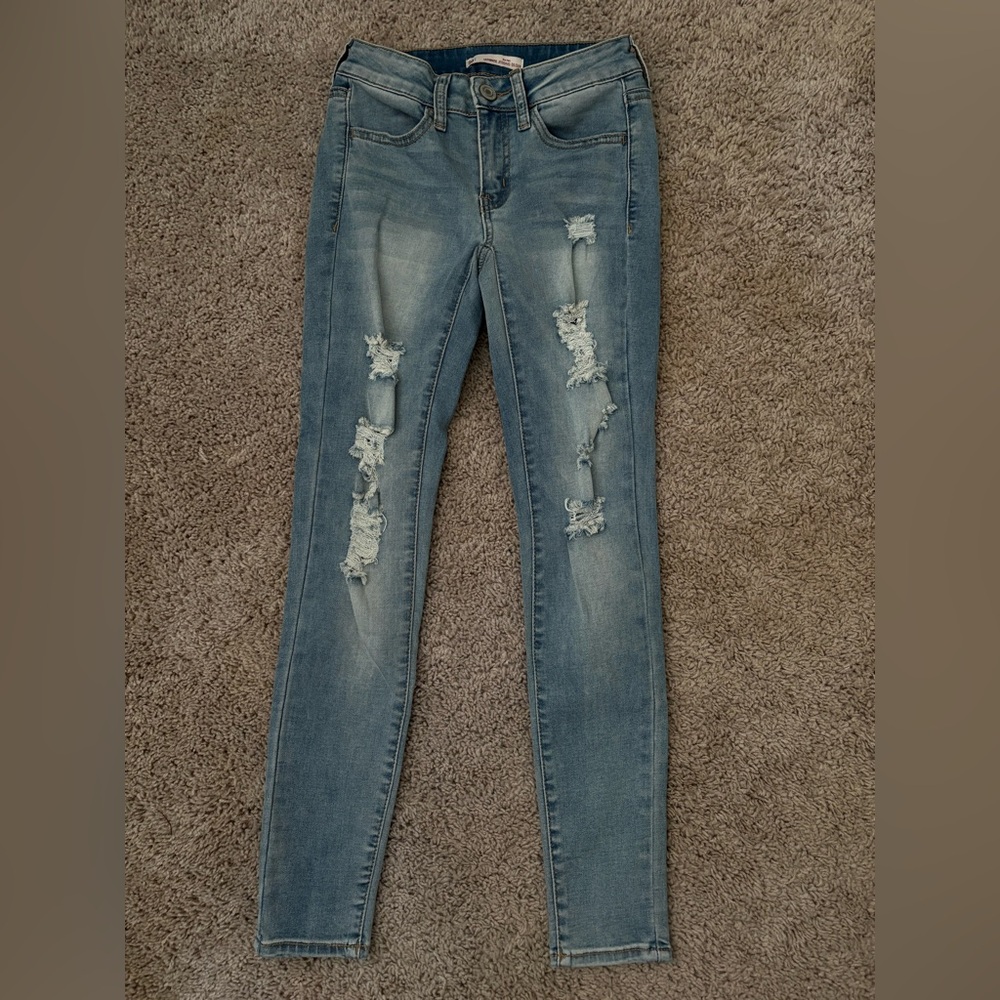 SO Light Blue Ripped Skinny Jeans
